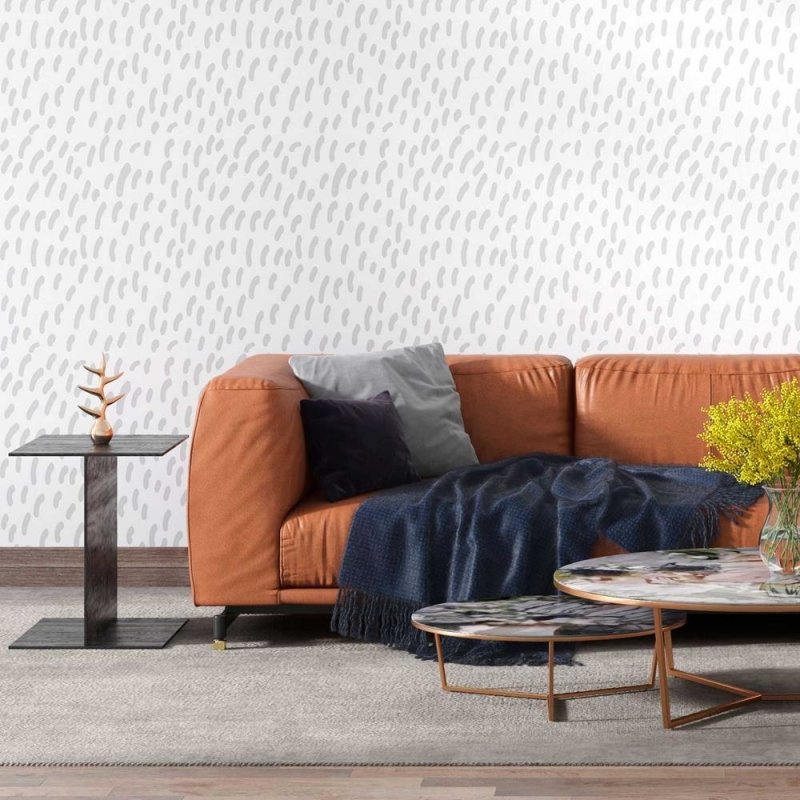 Papel de Parede Adesivo Desenho à Mão Cinza e Branco N08114 - Papel na Parede