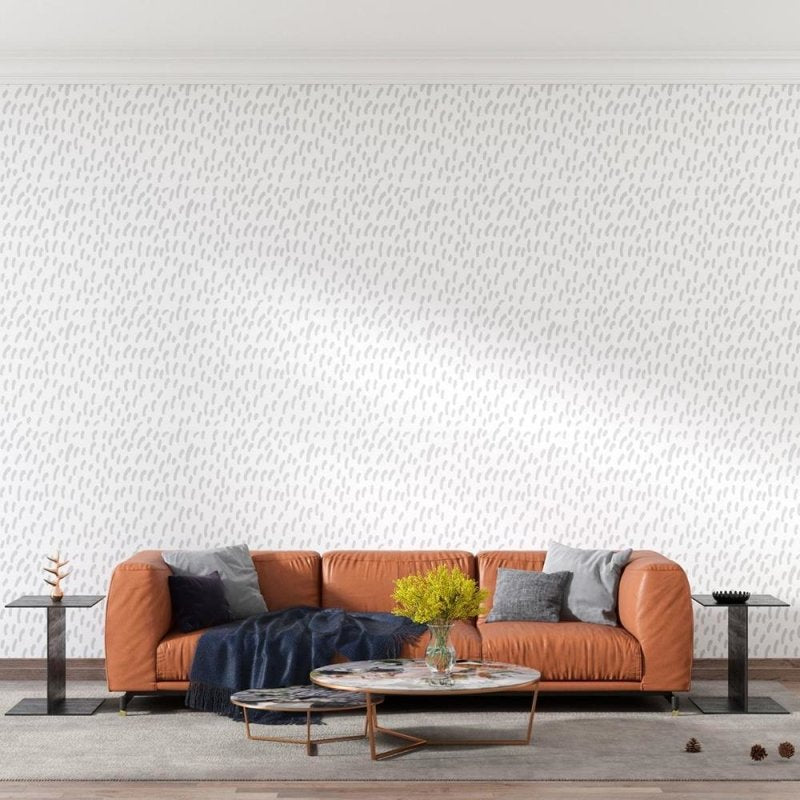 Papel de Parede Adesivo Desenho à Mão Cinza e Branco N08114 - Papel na Parede