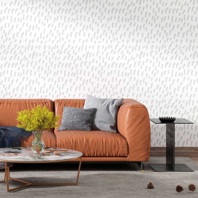 Papel de Parede Adesivo Desenho à Mão Cinza e Branco N08114 - Papel na Parede