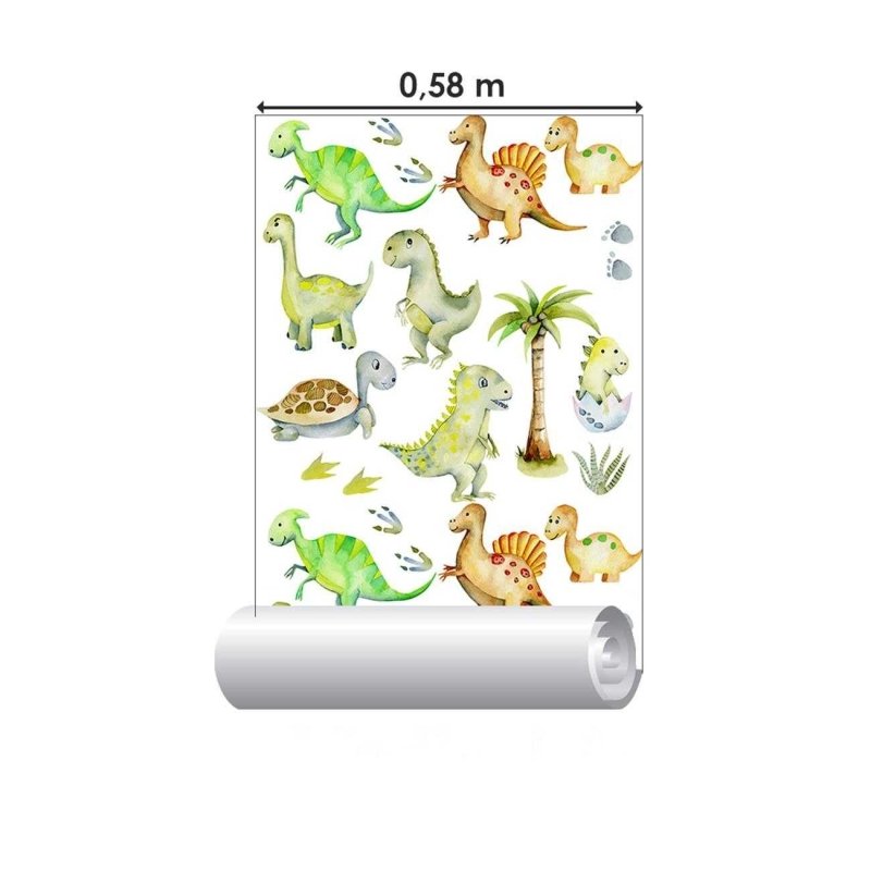Papel de Parede Adesivo Dinossauros em Aquarela N06001 - Papel na Parede