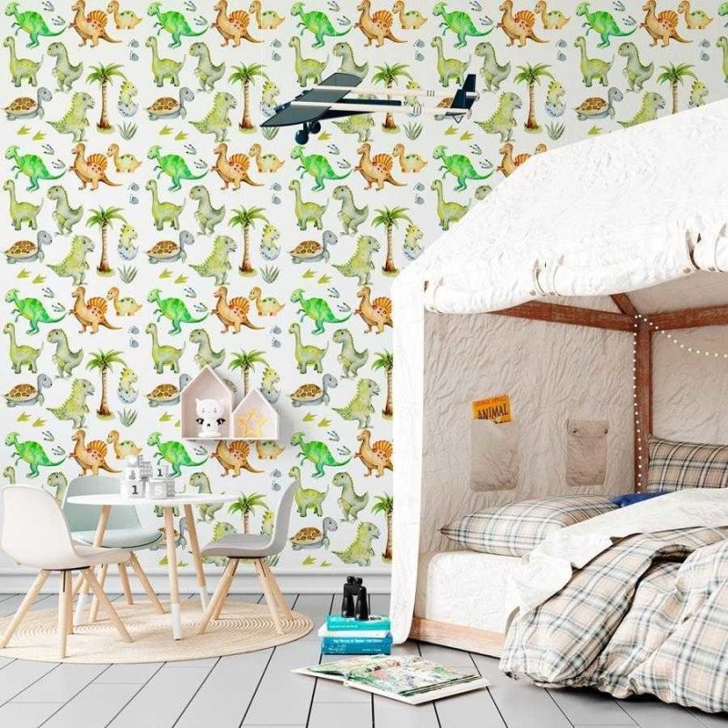 Papel de Parede Adesivo Dinossauros em Aquarela N06001 - Papel na Parede