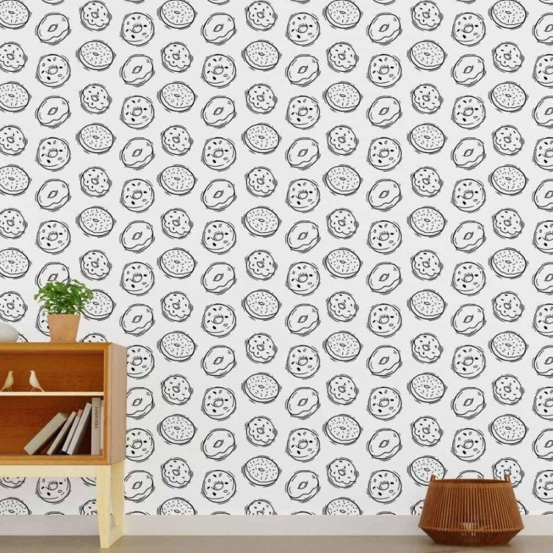 Papel de Parede Adesivo Donuts Colorir N015028 - Papel na Parede