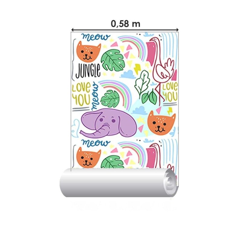 Papel de Parede Adesivo Elefantes e Arco-íris N06166 - Papel na Parede
