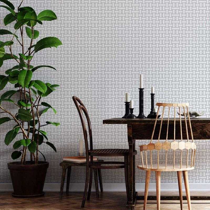 Papel de Parede Adesivo Entrelaçado Cinza e Branco N05225 - Papel na Parede
