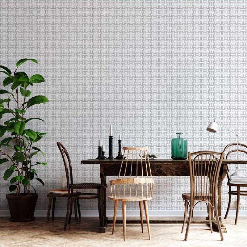 Papel de Parede Adesivo Entrelaçado Cinza e Branco N05225 - Papel na Parede