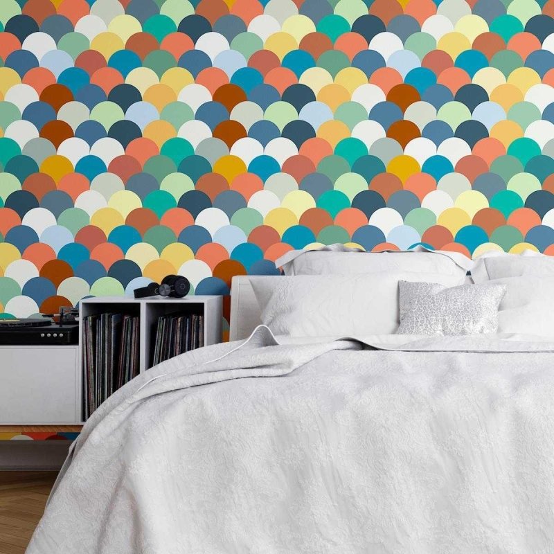 Papel de Parede Adesivo Escama de Peixe Colorida N04132 - Papel na Parede