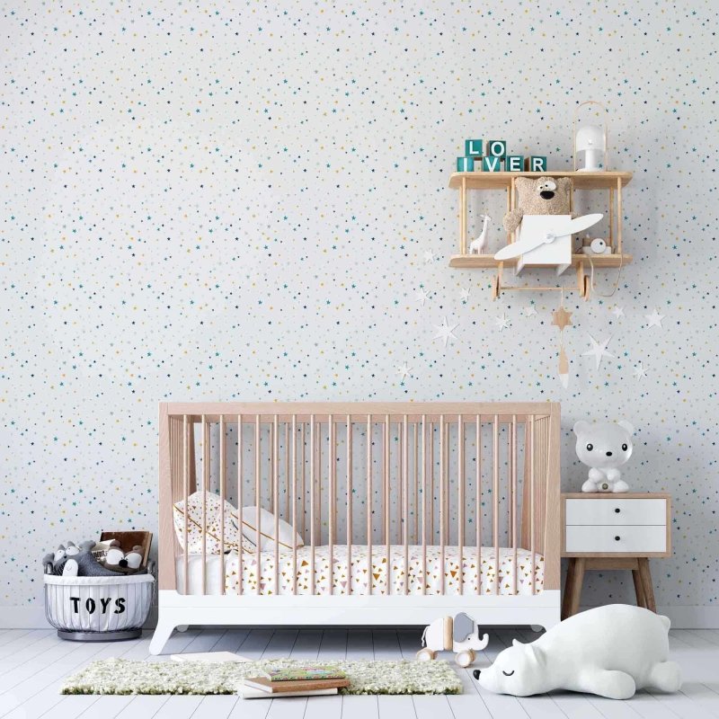 Papel de Parede Adesivo Estrela Azul e Amarela 369214592 - Papel na Parede