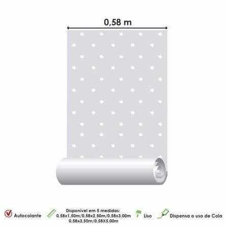 Papel de Parede Adesivo Estrela Cinza 299201063 - Papel na Parede