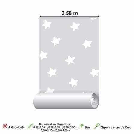 Papel de Parede Adesivo Estrela Cinza 399201063 - Papel na Parede
