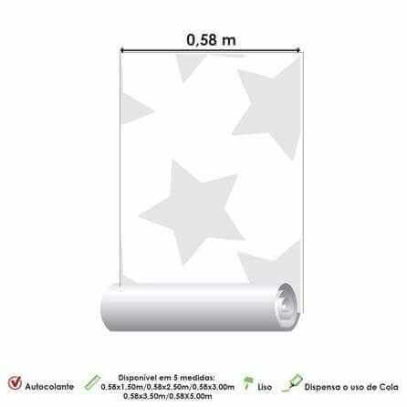 Papel de Parede Adesivo Estrela Cinza 54451 - Papel na Parede