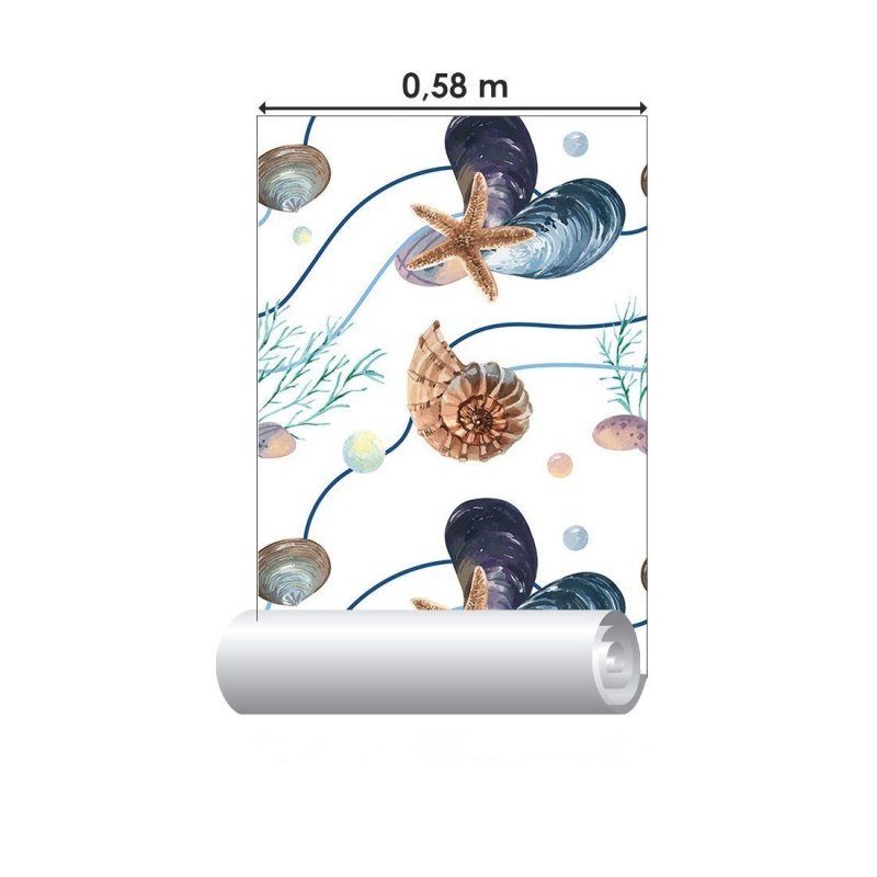 Papel de Parede Adesivo Estrelas do Mar E Conchas N015114 - Papel na Parede