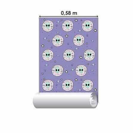 Papel de Parede Adesivo ET Planetas Jovem Roxo Espaço 632481 - Papel na Parede