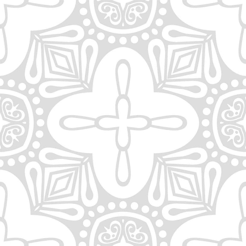 Papel de Parede Adesivo Étnico em Cinza e Branco N06092 - Papel na Parede