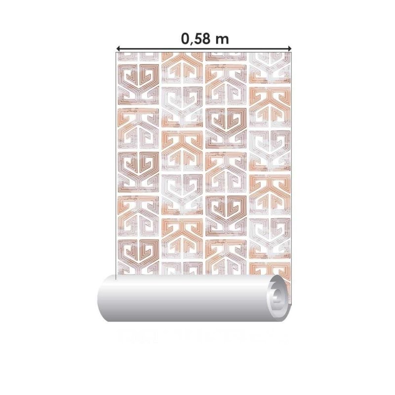 Papel de Parede Adesivo Étnico Marrom e Laranja N04192 - Papel na Parede