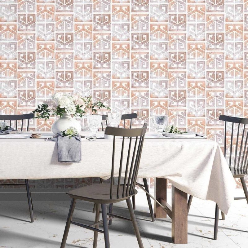 Papel de Parede Adesivo Étnico Marrom e Laranja N04192 - Papel na Parede