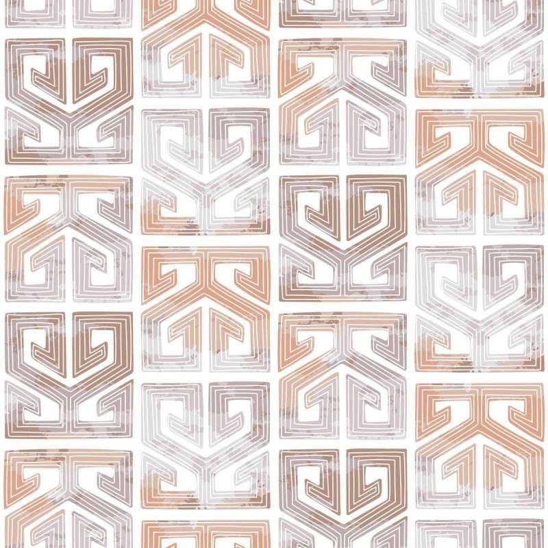 Papel de Parede Adesivo Étnico Marrom e Laranja N04192 - Papel na Parede