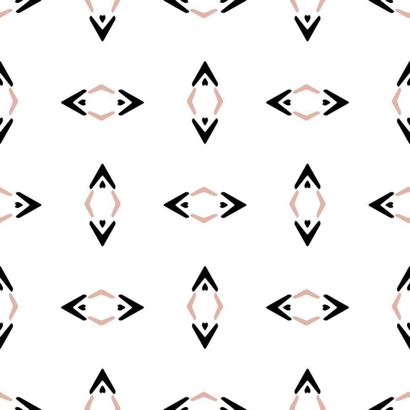 Papel de Parede Adesivo Étnico Rosa e Preto N05189 - Papel na Parede