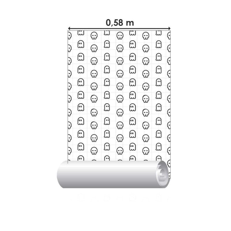 Papel de Parede Adesivo Fantasma Preto e Branco N04057 - Papel na Parede