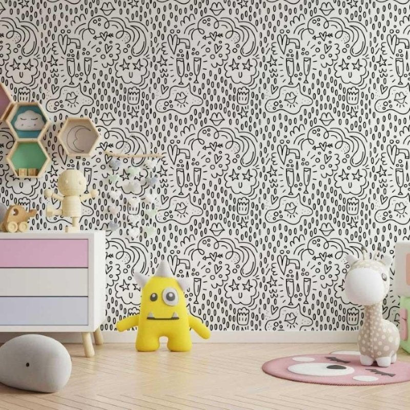 Papel de Parede Adesivo Festa Para Colorir N013246 - Papel na Parede