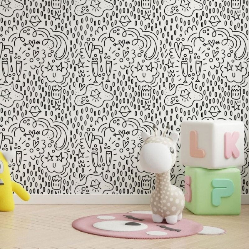 Papel de Parede Adesivo Festa Para Colorir N013246 - Papel na Parede