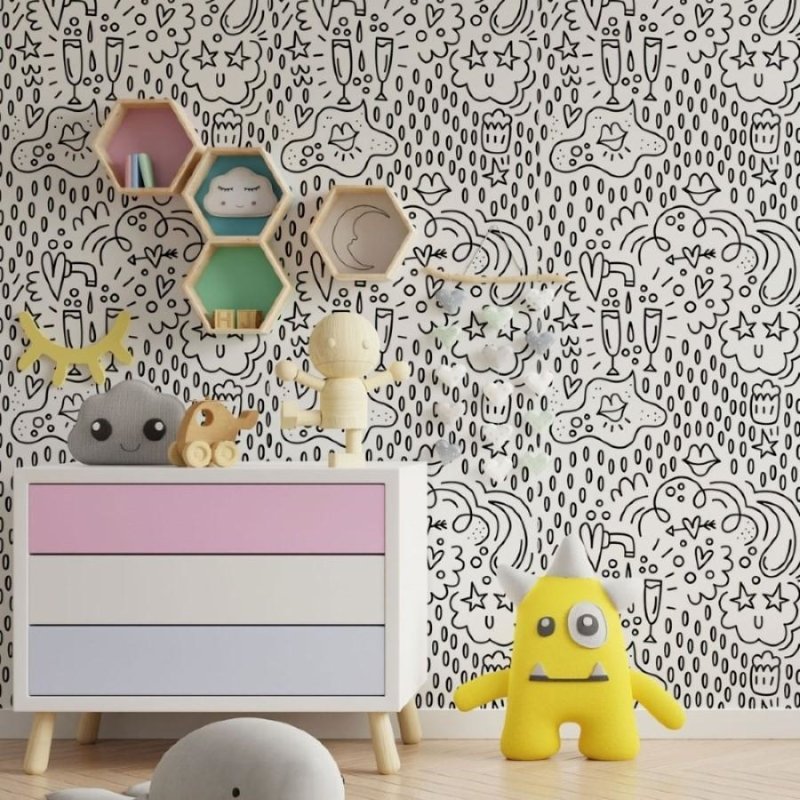 Papel de Parede Adesivo Festa Para Colorir N013246 - Papel na Parede