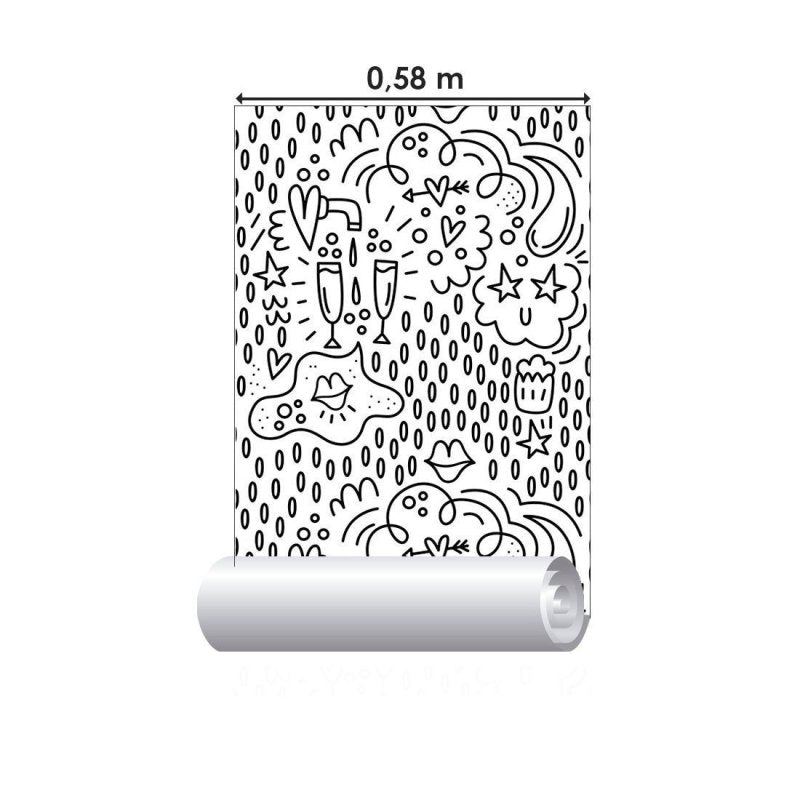 Papel de Parede Adesivo Festa Para Colorir N013246 - Papel na Parede