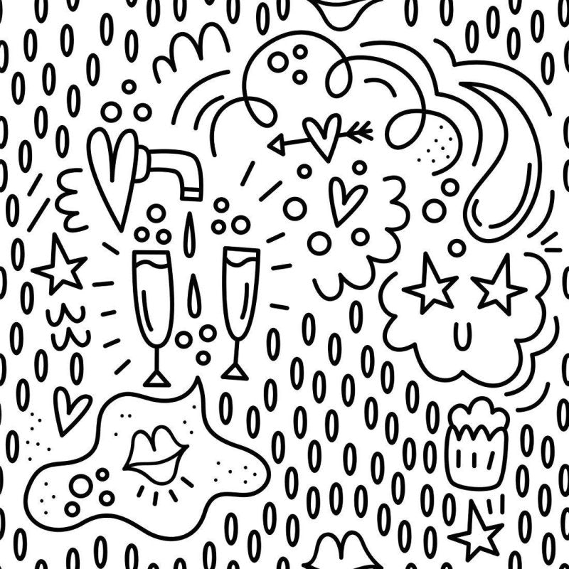 Papel de Parede Adesivo Festa Para Colorir N013246 - Papel na Parede