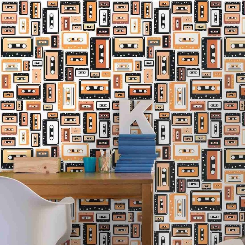 Papel de Parede Adesivo Fita Cassete Vintage 120610447 - Papel na Parede