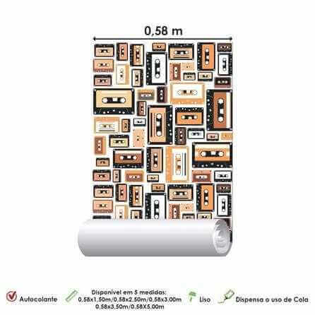 Papel de Parede Adesivo Fita Cassete Vintage 120610447 - Papel na Parede