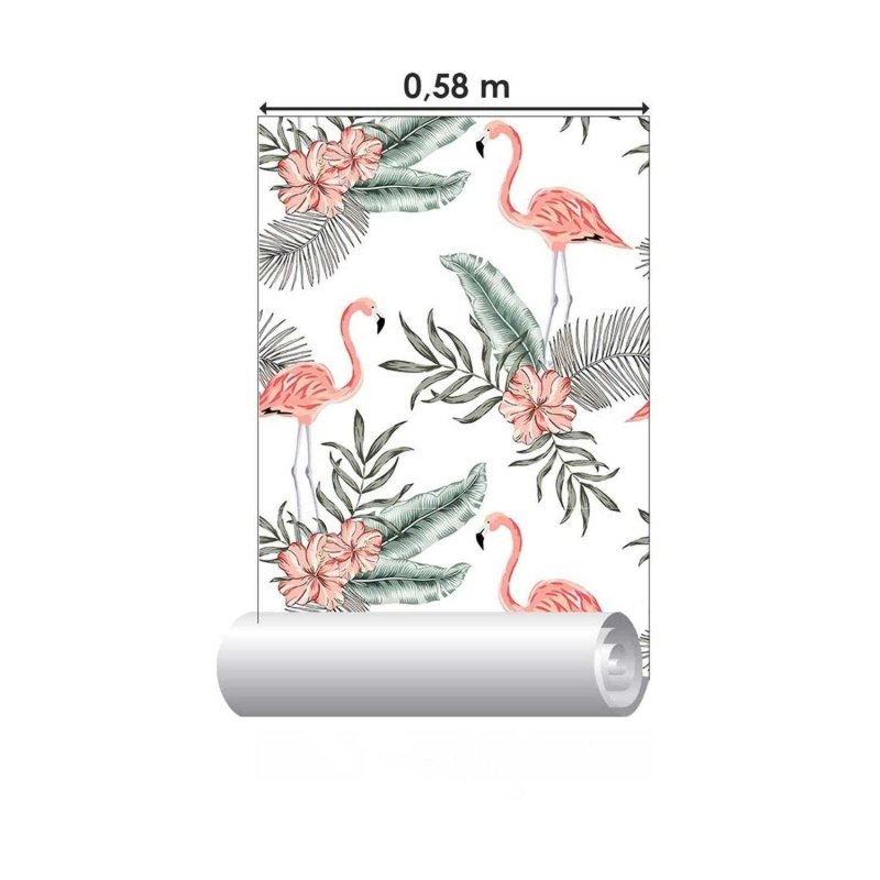 Papel de Parede Adesivo flamingo Floral N03131 - Papel na Parede