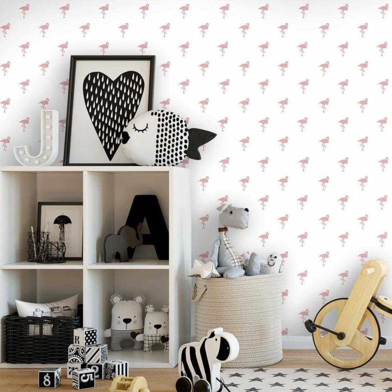 Papel de Parede Adesivo Flamingo Rosa 52472 - Papel na Parede