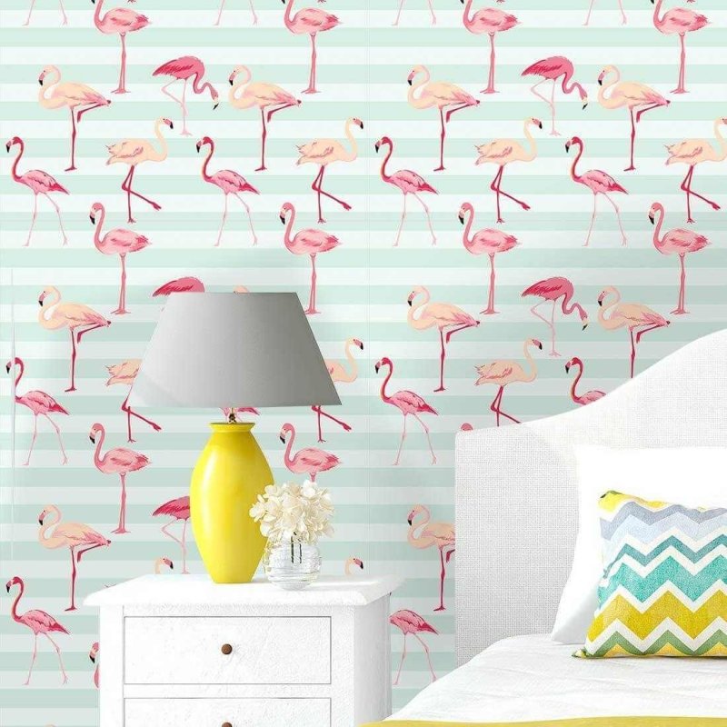 Papel de Parede Adesivo Flamingo Tropical 0858572 - Papel na Parede