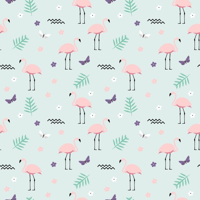 Papel de Parede Adesivo Flamingos e Borboletas N09061 - Papel na Parede
