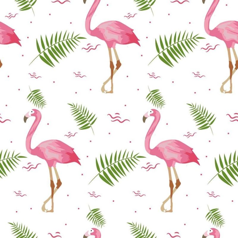 Papel de Parede Adesivo Flamingos e Folhas N04300 - Papel na Parede