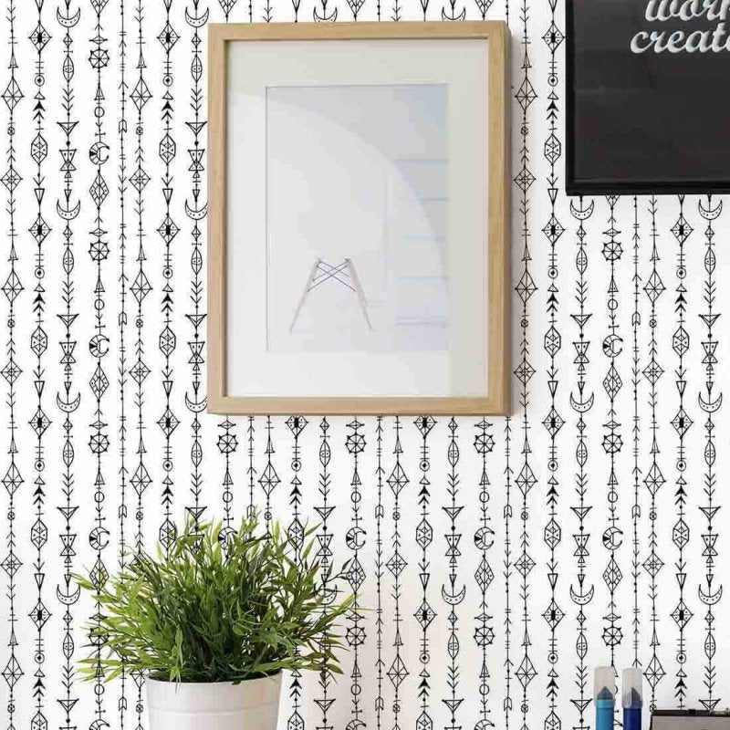 Papel de Parede Adesivo Flechas Preto e Branco Jovem 249316831 - Papel na Parede