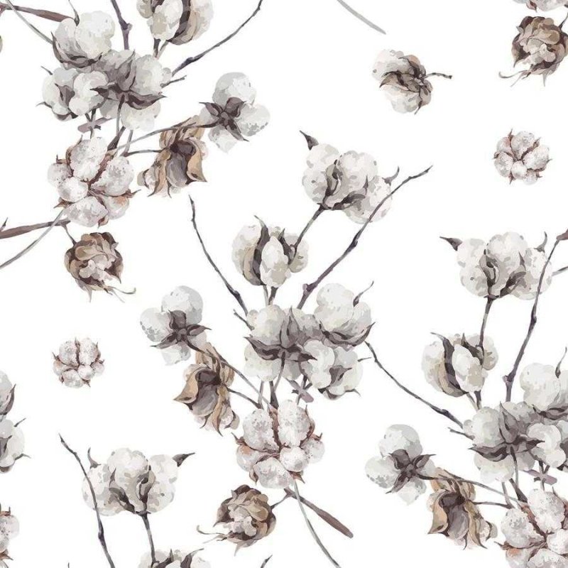 Papel de Parede Adesivo Flor de Algodão em Nude N06049 - Papel na Parede