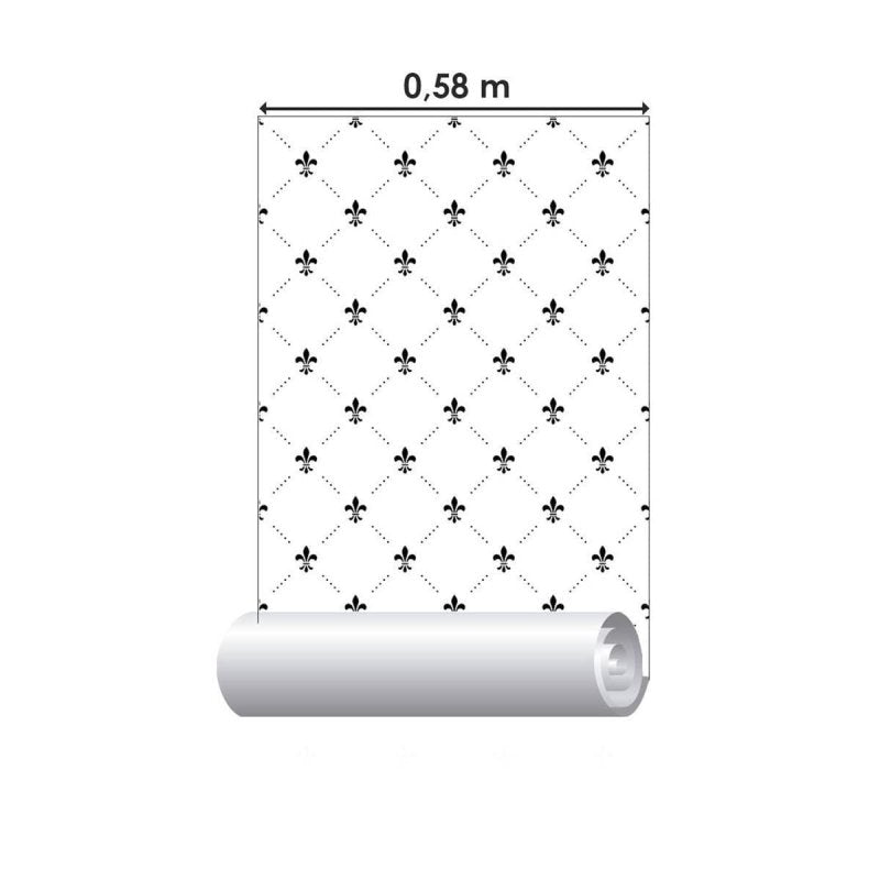 Papel de Parede Adesivo Flor-de-Lis Minimalista P&B N09009 - Papel na Parede