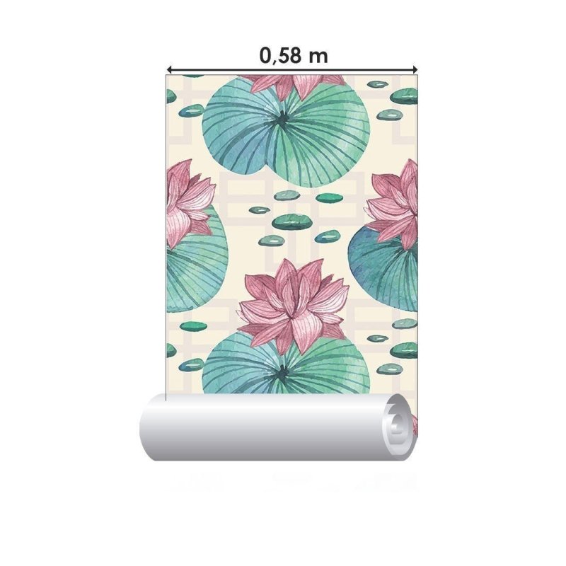 Papel de Parede Adesivo Flor de Lótus Aquarela N015108 - Papel na Parede