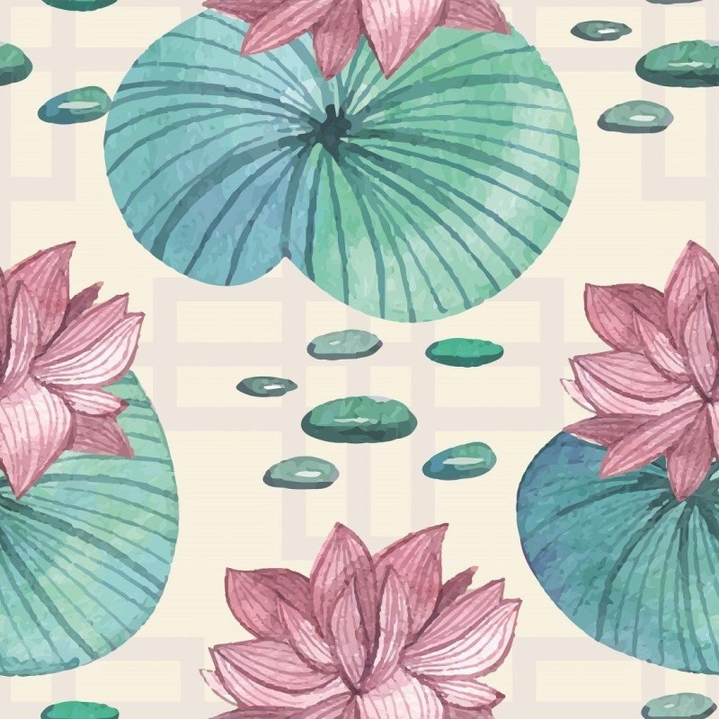 Papel de Parede Adesivo Flor de Lótus Aquarela N015108 - Papel na Parede