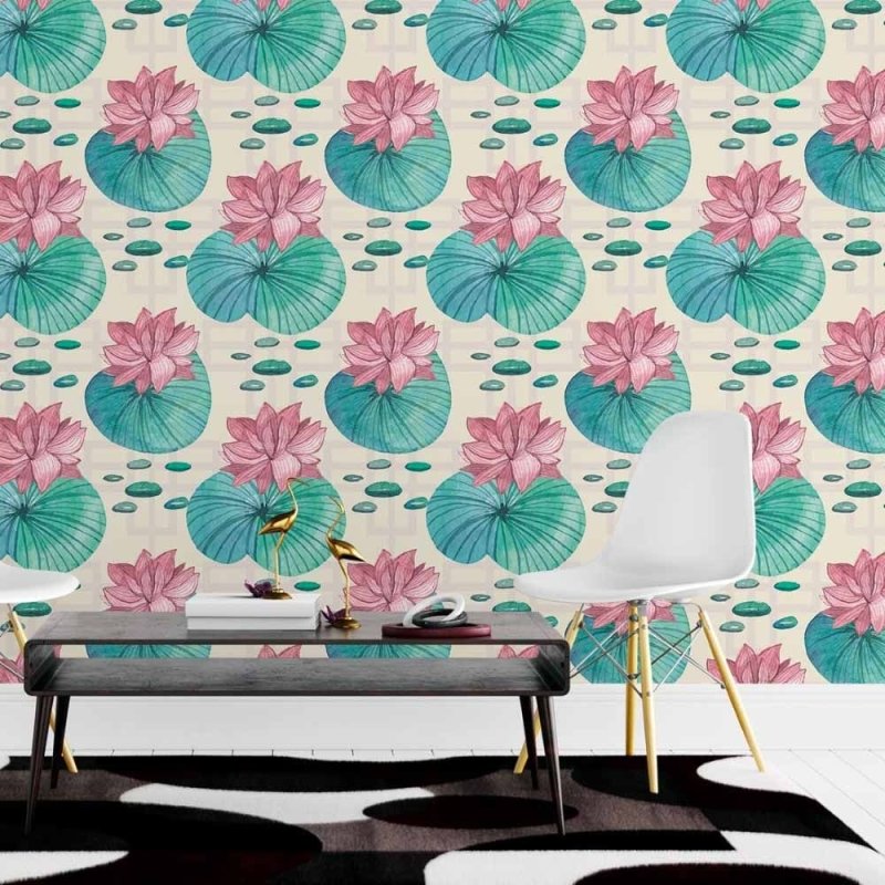 Papel de Parede Adesivo Flor de Lótus Aquarela N015108 - Papel na Parede