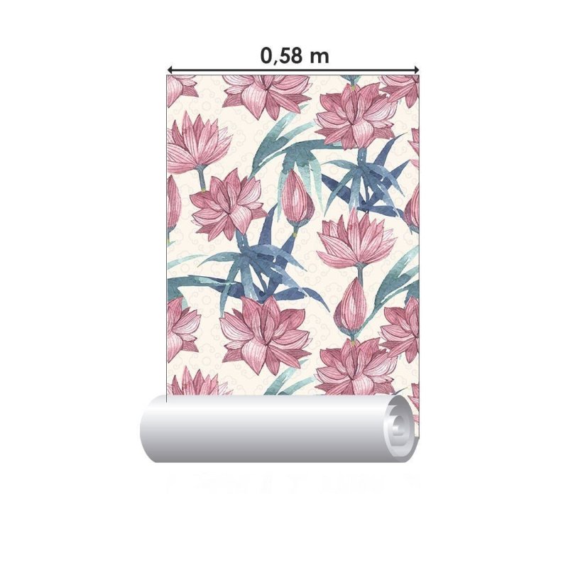 Papel de Parede Adesivo Flor de Lótus Aquarela N015109 - Papel na Parede