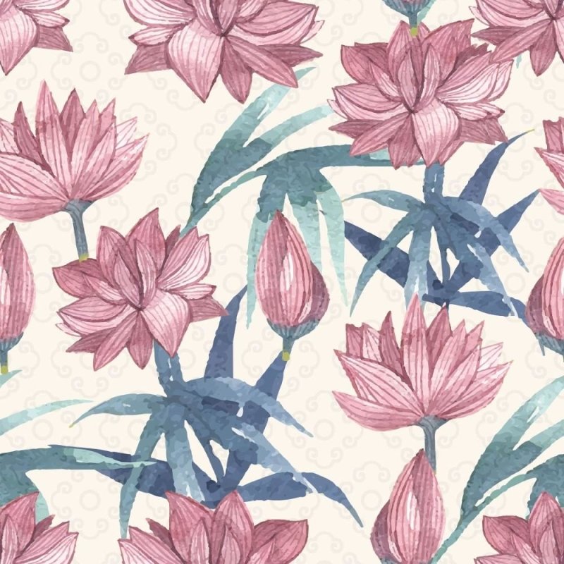 Papel de Parede Adesivo Flor de Lótus Aquarela N015109 - Papel na Parede