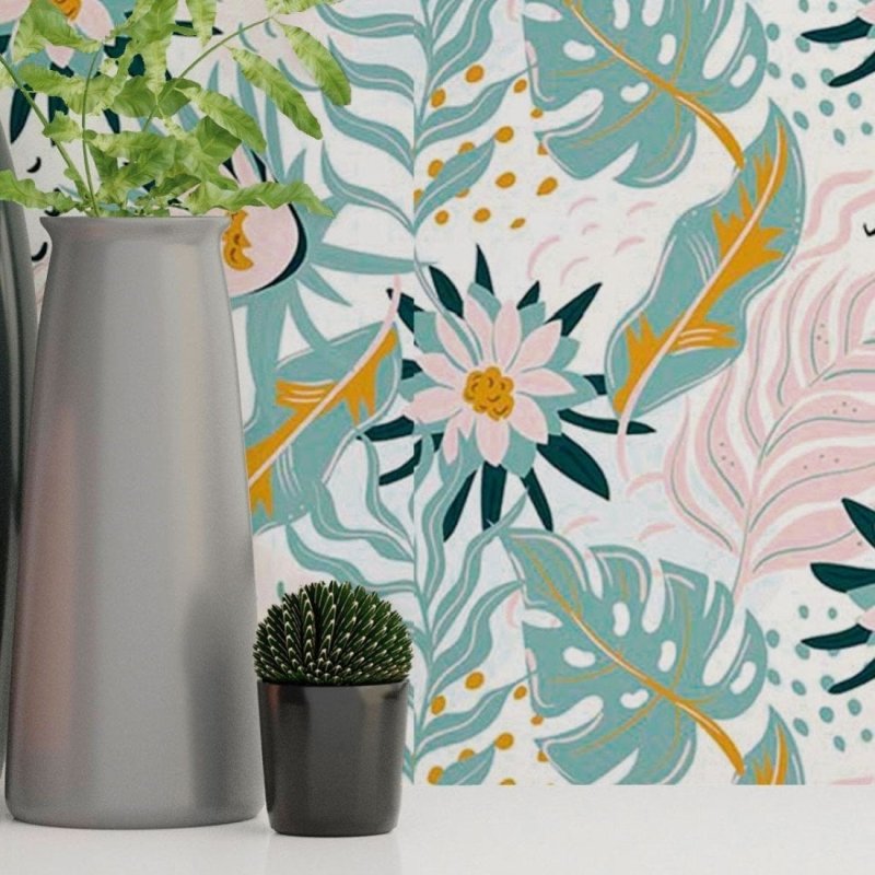 Papel de Parede Adesivo Floral Abstrato N018056 - Papel na Parede