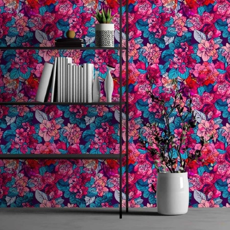 Papel de Parede Adesivo Floral Alcohol ink N013199 - Papel na Parede