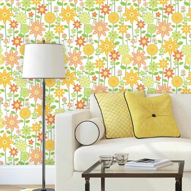 Papel de Parede Adesivo Floral Amarelo 1426 - Papel na Parede