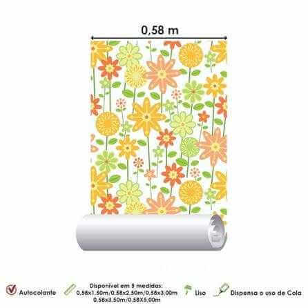 Papel de Parede Adesivo Floral Amarelo 1426 - Papel na Parede
