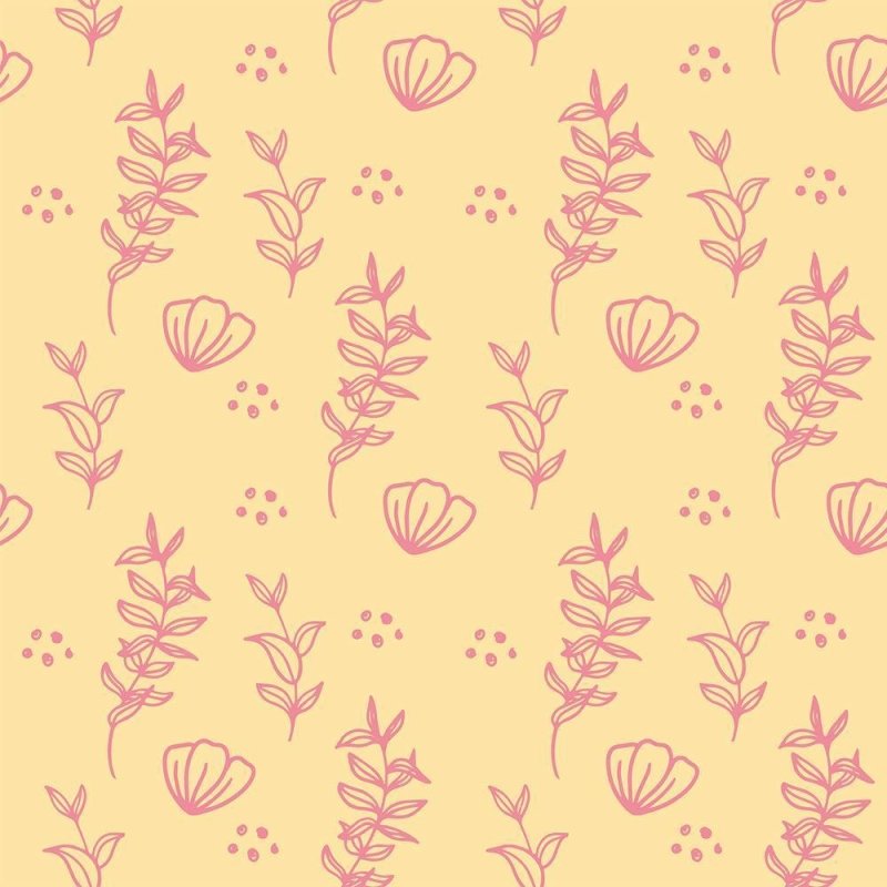 Papel de Parede Adesivo Floral Amarelo e Rosa N08039 - Papel na Parede