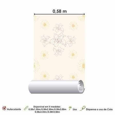 Papel de Parede Adesivo Floral Amarelo e Roxo 1257 - Papel na Parede