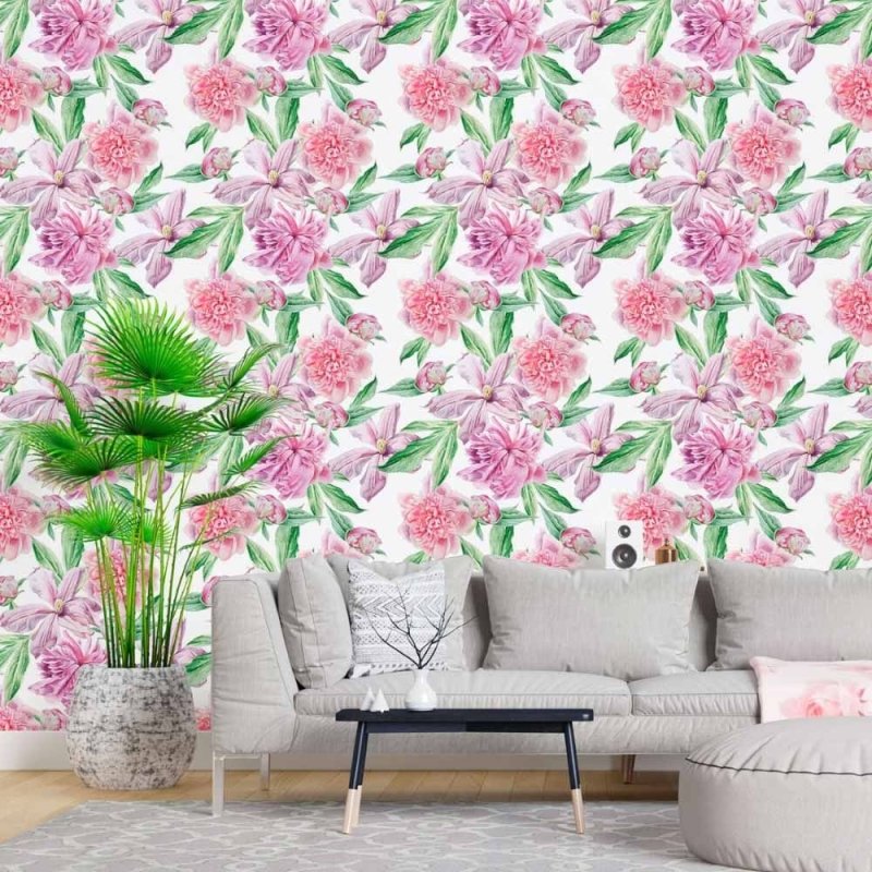 Papel de Parede Adesivo Floral Aquarela N015133 - Papel na Parede