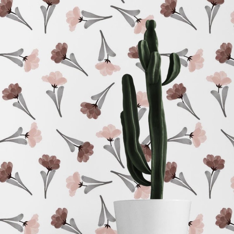 Papel de Parede Adesivo Floral Aquarela N019078 - Papel na Parede